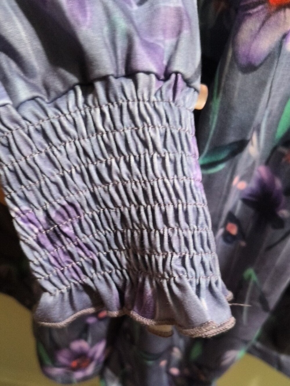 Purple Floral Long-Sleeve Women’s Top - Picture 3 of 4